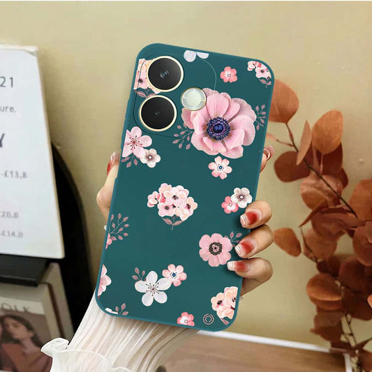Oppo A5 Pro 4G Cover - Dark Green - D2 - ONation Nature Floral Series - HQ Liquid Silicone Soft Case