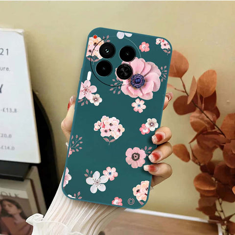 Tecno Camon 30 Cover - Dark Green - D2 - ONation Nature Floral Series - HQ Liquid Silicone Soft Case