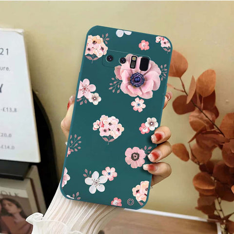 Samsung Galaxy Note 8 Cover - Dark Green - D2 - ONation Nature Floral Series - HQ Liquid Silicone Soft Case