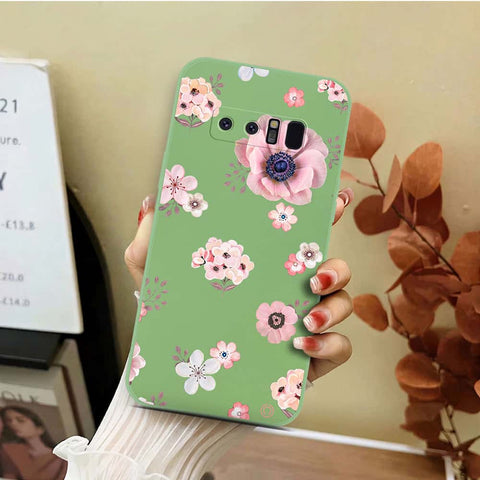 Samsung Galaxy Note 8 Cover - Light Green - D2 - ONation Nature Floral Series - HQ Liquid Silicone Soft Case