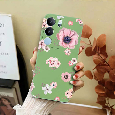Vivo S17t Cover - Light Green - D2 - ONation Nature Floral Series - HQ Liquid Silicone Soft Case
