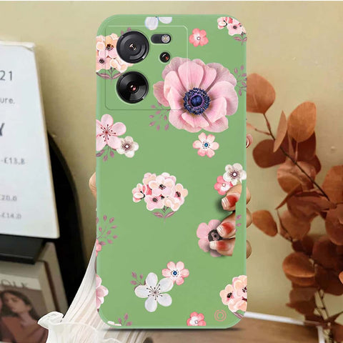 Xiaomi Redmi K60 Ultra Cover - Light Green - D2 - ONation Nature Floral Series - HQ Liquid Silicone Soft Case