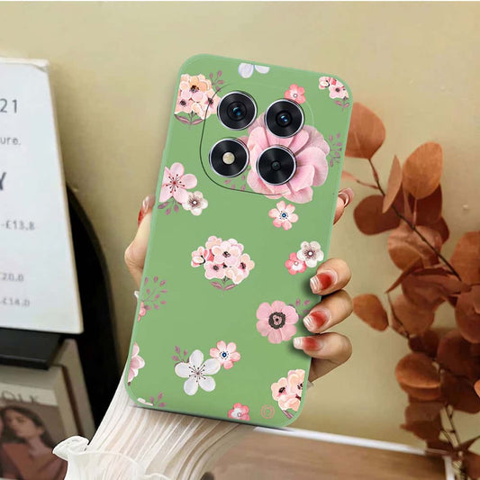 Xiaomi Redmi Note 14 Pro Plus 5G Cover - Light Green - D2 - ONation Nature Floral Series - HQ Liquid Silicone Soft Case