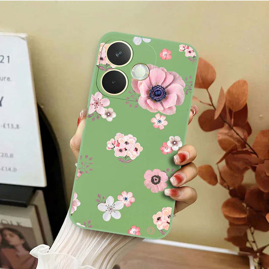 Oppo A5 Pro 4G Cover - Light Green - D2 - ONation Nature Floral Series - HQ Liquid Silicone Soft Case