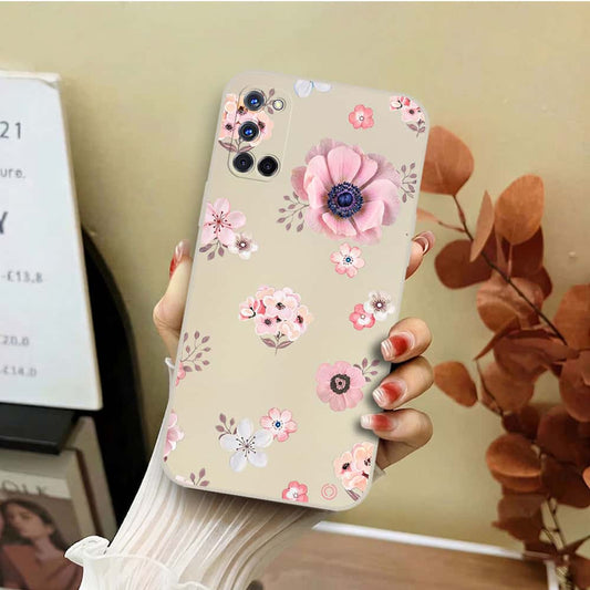 Oppo A95 Cover - Off White - D2 - ONation Nature Floral Series - HQ Liquid Silicone Soft Case