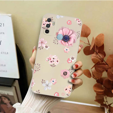 Oppo A54 4G Cover - Off White - D2 - ONation Nature Floral Series - HQ Liquid Silicone Soft Case