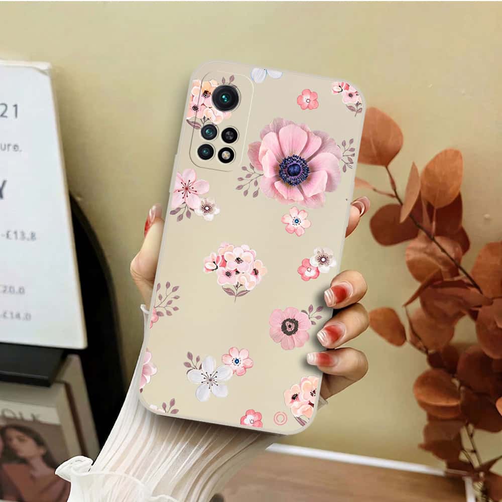 Xiaomi Redmi K40 Cover - Off White - D2 - ONation Nature Floral Series - HQ Liquid Silicone Soft Case