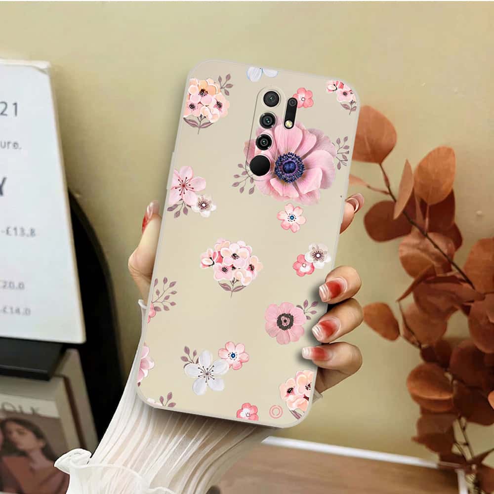 Xiaomi Redmi 9 Prime Cover - Off White - D2 - ONation Nature Floral Series - HQ Liquid Silicone Soft Case