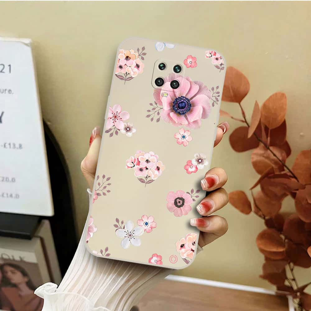 Xiaomi Poco X3 Cover - Off White - D2 - ONation Nature Floral Series - HQ Liquid Silicone Soft Case