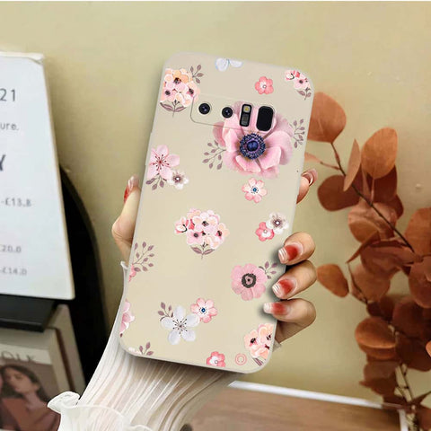 Samsung Galaxy Note 8 Cover - Off White - D2 - ONation Nature Floral Series - HQ Liquid Silicone Soft Case