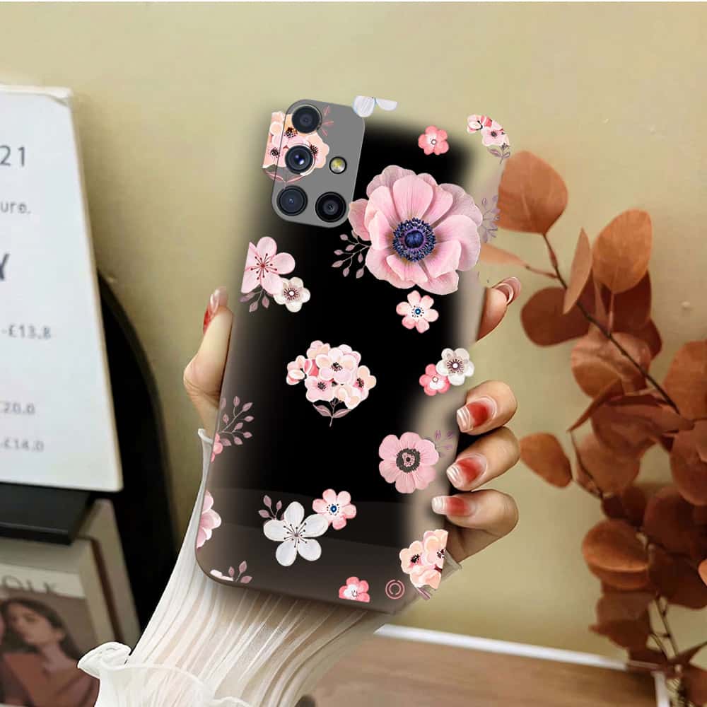 Samsung Galaxy M51 Cover - Off White - D2 - ONation Nature Floral Series - HQ Liquid Silicone Soft Case