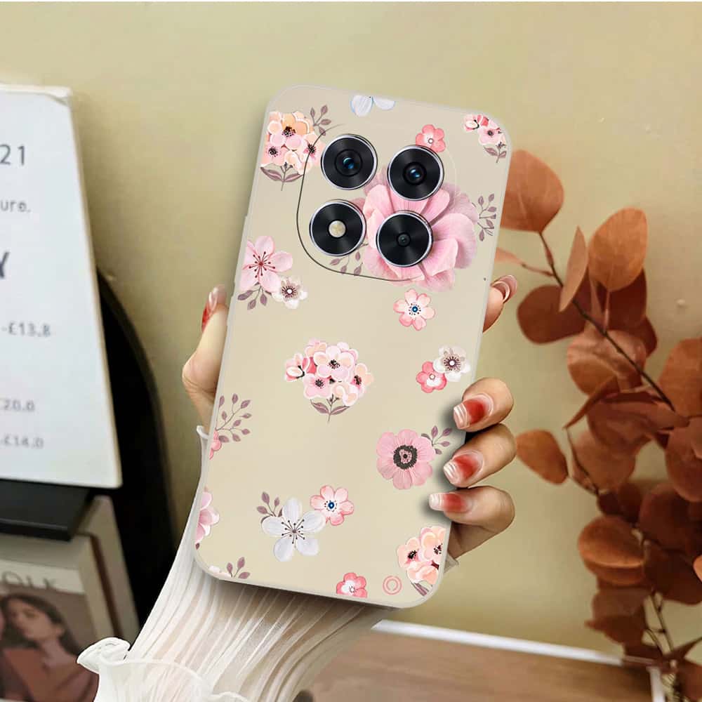 Xiaomi Redmi Note 14 Pro Plus 5G Cover - Off White - D2 - ONation Nature Floral Series - HQ Liquid Silicone Soft Case