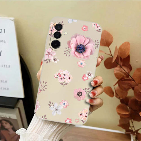 Samsung Galaxy F17 Cover - Off White - D2 - ONation Nature Floral Series - HQ Liquid Silicone Soft Case