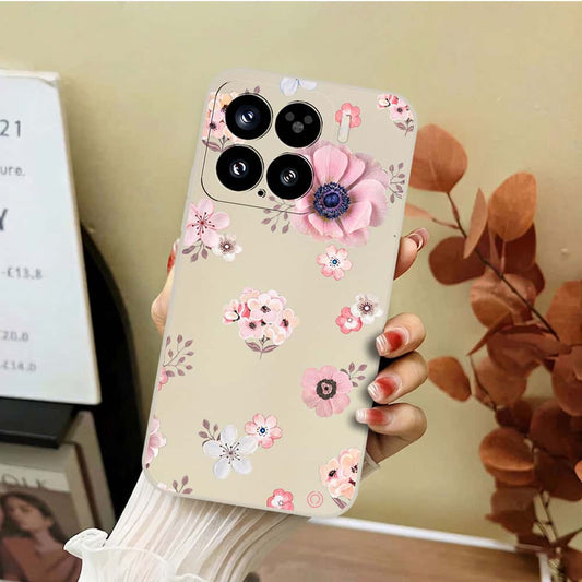 Xiaomi 15 Cover - Off White - D2 - ONation Nature Floral Series - HQ Liquid Silicone Soft Case