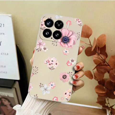 Xiaomi 15 Cover - Off White - D2 - ONation Nature Floral Series - HQ Liquid Silicone Soft Case