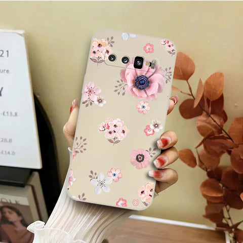Samsung Galaxy S10 Plus Cover - Off White - D2 - ONation Nature Floral Series - HQ Liquid Silicone Soft Case