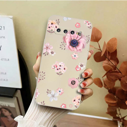 Samsung Galaxy S10 Cover - Off White - D2 - ONation Nature Floral Series - HQ Liquid Silicone Soft Case