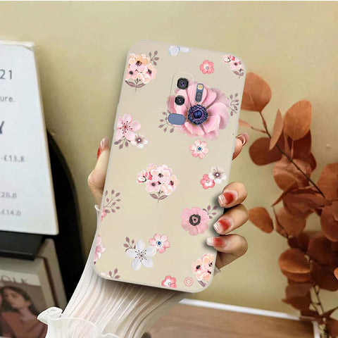 Samsung Galaxy S9 Plus Cover - Off White - D2 - ONation Nature Floral Series - HQ Liquid Silicone Soft Case