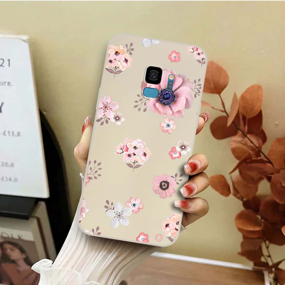 Samsung Galaxy S9 Cover - Off White - D2 - ONation Nature Floral Series - HQ Liquid Silicone Soft Case