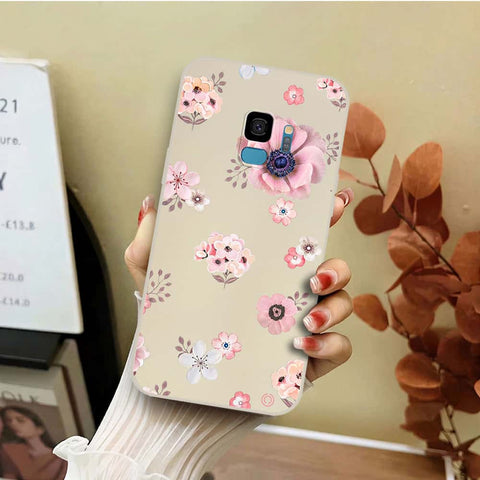 Samsung Galaxy S9 Cover - Off White - D2 - ONation Nature Floral Series - HQ Liquid Silicone Soft Case