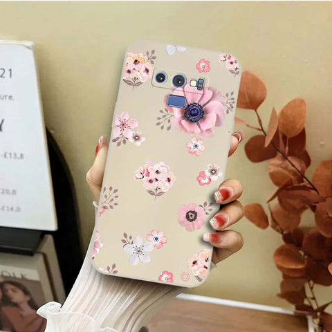Samsung Galaxy Note 9 Cover - Off White - D2 - ONation Nature Floral Series - HQ Liquid Silicone Soft Case