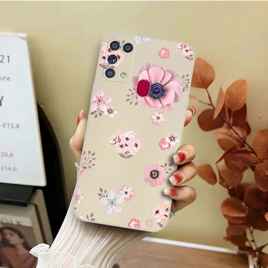Samsung Galaxy M31 Cover - Off White - D2 - ONation Nature Floral Series - HQ Liquid Silicone Soft Case