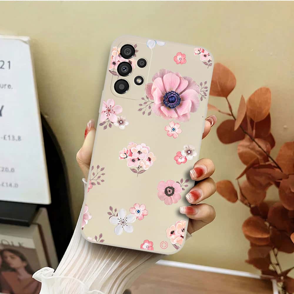 Samsung Galaxy A71 Cover - Off White - D2 - ONation Nature Floral Series - HQ Liquid Silicone Soft Case