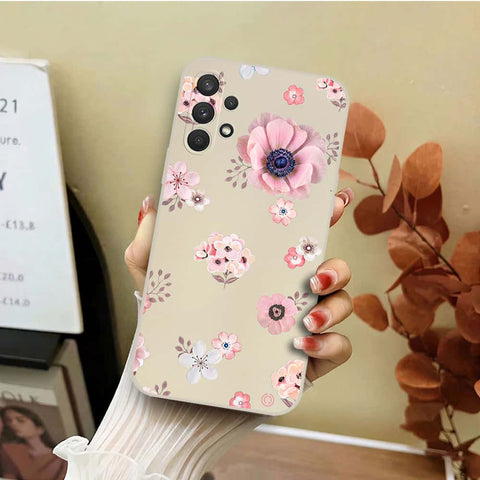 Samsung Galaxy A33 5G Cover - Off White - D2 - ONation Nature Floral Series - HQ Liquid Silicone Soft Case