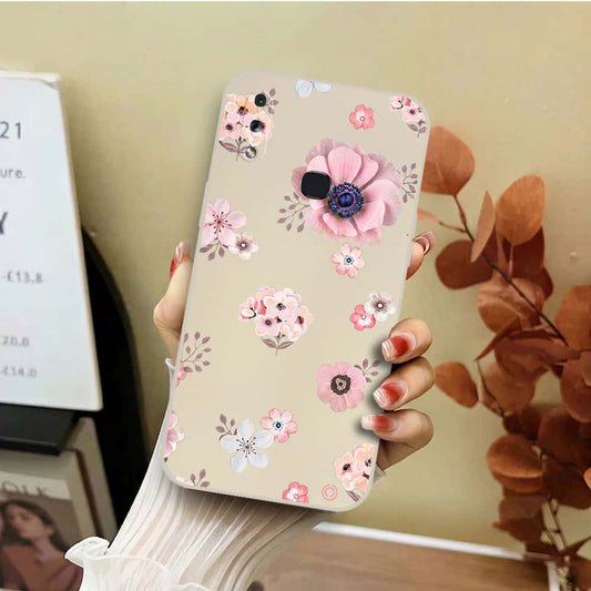 Samsung Galaxy A11 Cover - Off White - D2 - ONation Nature Floral Series - HQ Liquid Silicone Soft Case