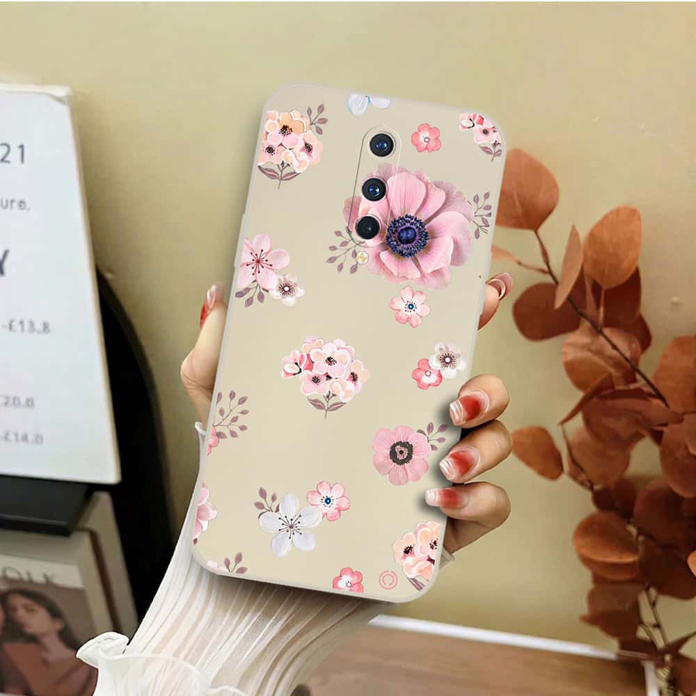 OnePlus 8 Pro Cover - Off White - D2 - ONation Nature Floral Series - HQ Liquid Silicone Soft Case