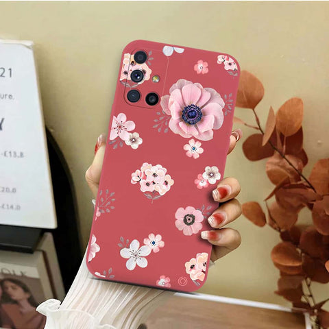 Samsung Galaxy M51 Cover - Red - D2 - ONation Nature Floral Series - HQ Liquid Silicone Soft Case