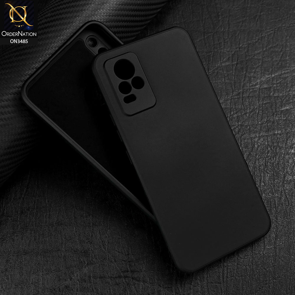 Vivo V21e Cover - Black - ONation Silica Gel Series - HQ Liquid Silicone Elegant Colors Camera Protection Soft Case