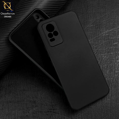 Vivo V21e Cover - Black - ONation Silica Gel Series - HQ Liquid Silicone Elegant Colors Camera Protection Soft Case