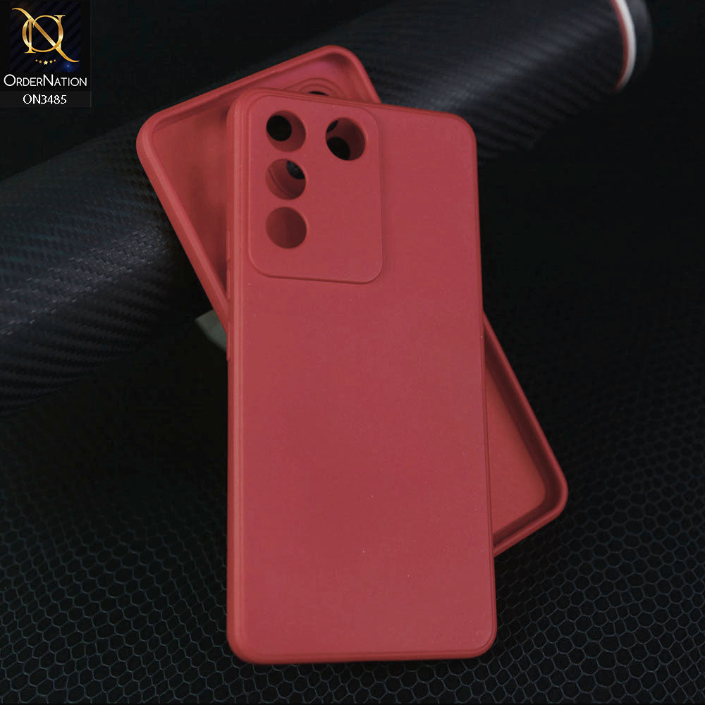 Vivo S16e Cover - Red - ONation Silica Gel Series - HQ Liquid Silicone Elegant Colors Camera Protection Soft Case