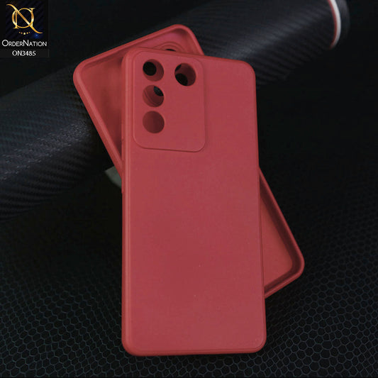 Vivo V27e Cover - Red - ONation Silica Gel Series - HQ Liquid Silicone Elegant Colors Camera Protection Soft Case