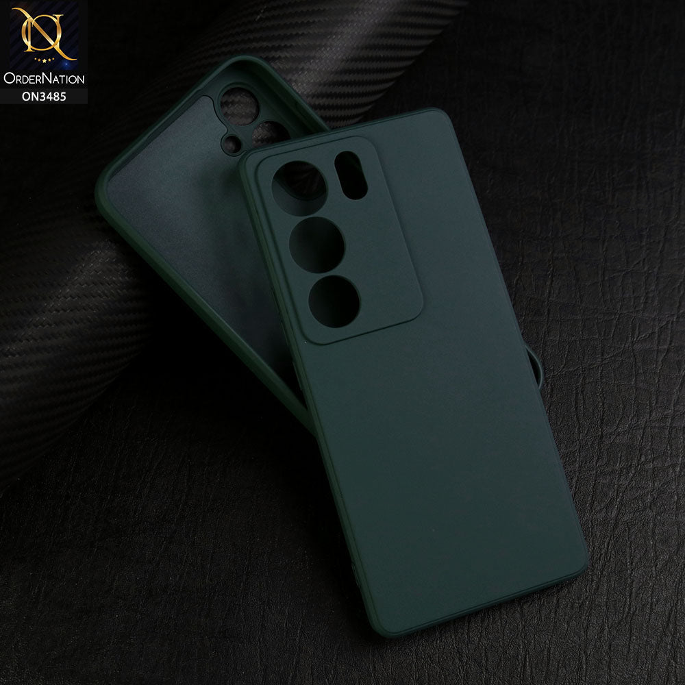 Vivo S17 Pro Cover - Dark Green - ONation Silica Gel Series - HQ Liquid Silicone Elegant Colors Camera Protection Soft Case