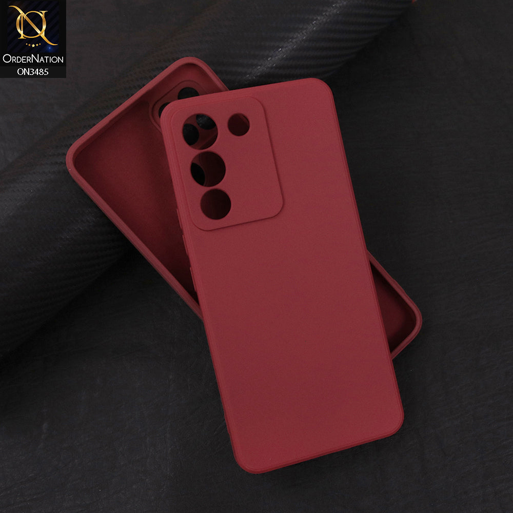 Vivo V29e Cover - Red - ONation Silica Gel Series - HQ Liquid Silicone Elegant Colors Camera Protection Soft Case