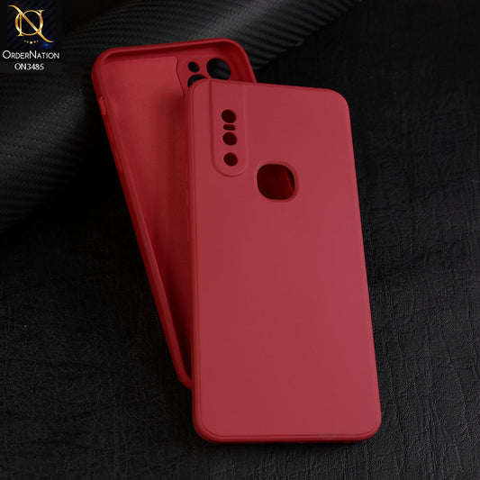 Vivo V15 Cover - Red - ONation Silica Gel Series - HQ Liquid Silicone Elegant Colors Camera Protection Soft Case