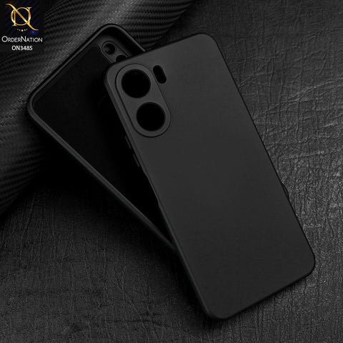 Vivo Y35m Cover - Black - ONation Silica Gel Series - HQ Liquid Silicone Elegant Colors Camera Protection Soft Case