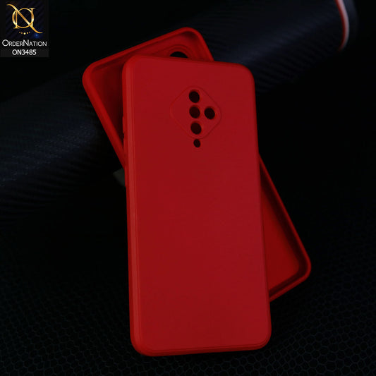 Vivo Y9s Cover - Dark Red - ONation Silica Gel Series - HQ Liquid Silicone Elegant Colors Camera Protection Soft Case