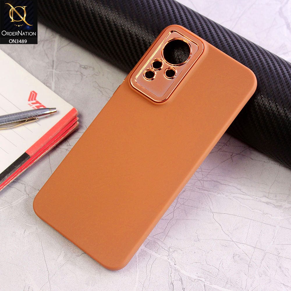 Infinix Note 12 G88 Cover - Brown - Rubberized Tpu+Pc Anti Scratch Shiny Camera Lens Protection Soft Case