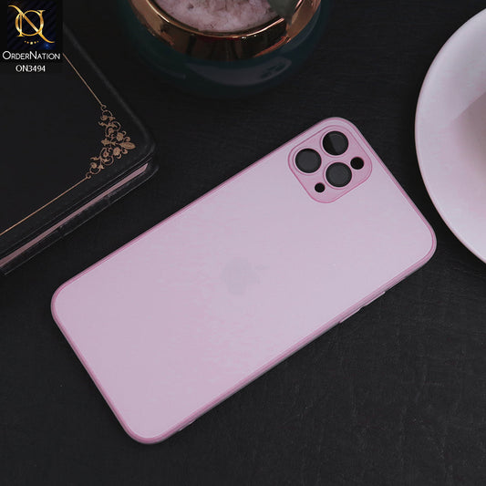 iPhone 11 Pro Max Cover - Pink - AG Frosted Glass Soft Silicone Border Case With Camera Protection