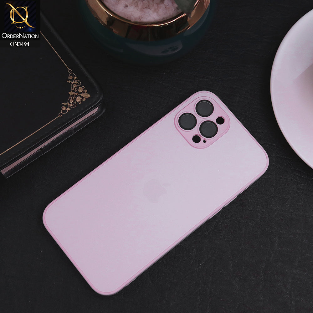 iPhone 12 Pro Cover - Pink - AG Frosted Glass Soft Silicone Border Case With Camera Protection