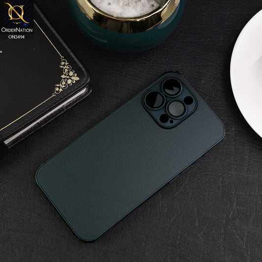 iPhone 13 Pro Cover - Green - AG Frosted Glass Soft Silicone Border Case With Camera Protection