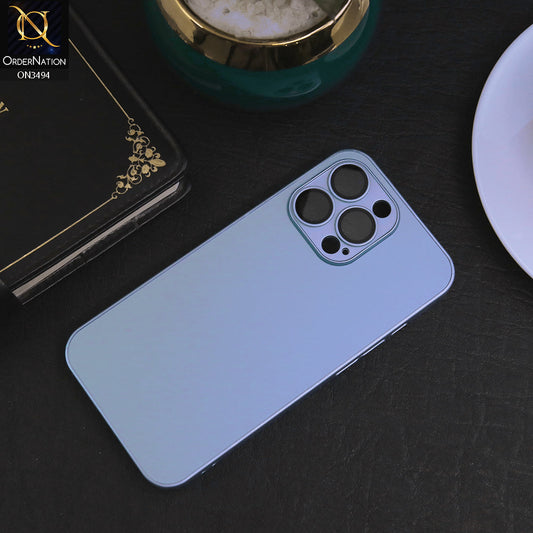 iPhone 13 Pro Cover - Sierra Blue - AG Frosted Glass Soft Silicone Border Case With Camera Protection