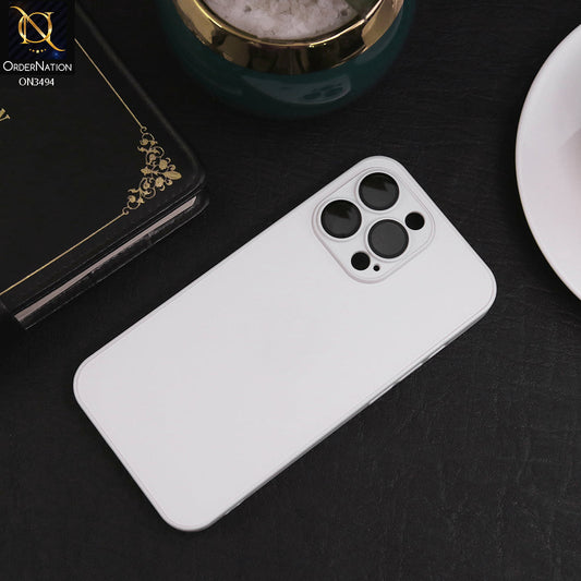 iPhone 13 Pro Cover - White - AG Frosted Glass Soft Silicone Border Case With Camera Protection