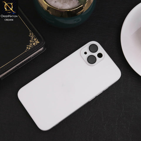 iPhone 14 Cover - White - AG Frosted Glass Soft Silicone Border Case With Camera Protection