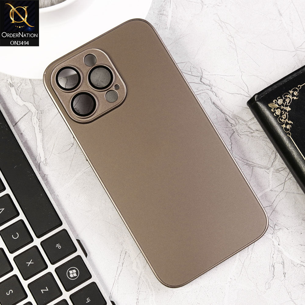 iPhone 14 Pro Cover - Desert Titanium - AG Frosted Glass Soft Silicone Border Case With Camera Protection