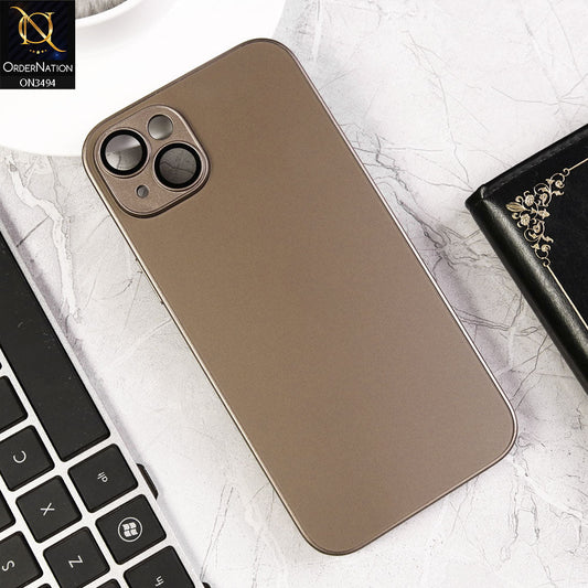iPhone 14 Plus Cover - Desert Titanium - AG Frosted Glass Soft Silicone Border Case With Camera Protection