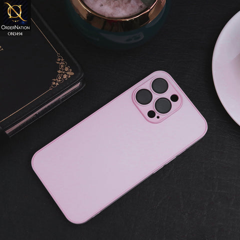 iPhone 14 Pro Cover - Pink - AG Frosted Glass Soft Silicone Border Case With Camera Protection